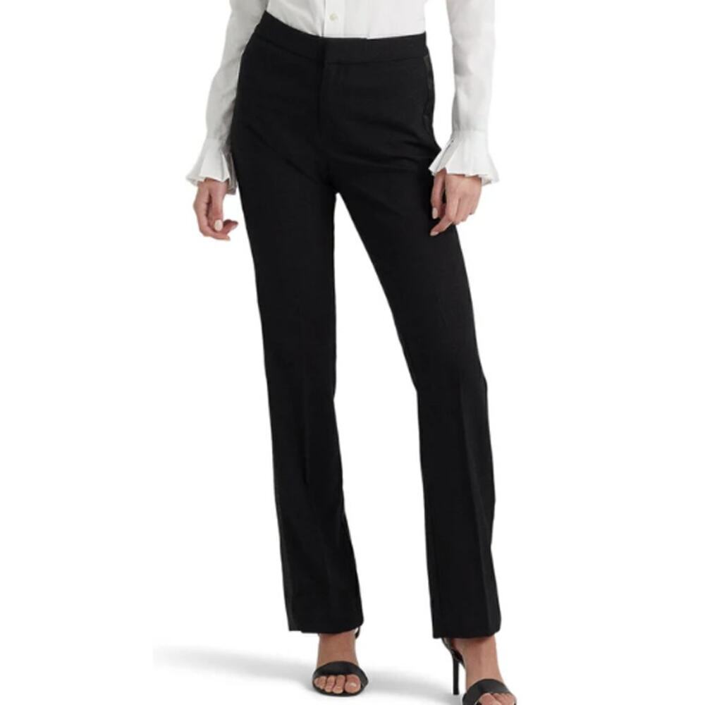 Lauren Ralph Lauren Women's Black Side-Stripe Wool Crepe Pants Size 12